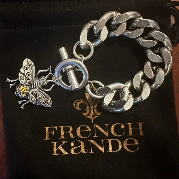 French Kande Silver and Gold Bee Charm Bracelet - Picture 2 of 3